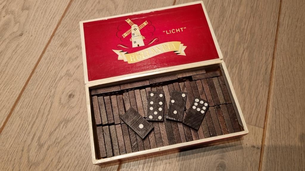 Vintage domino stenen hout, Ophalen of Verzenden, Gebruikt