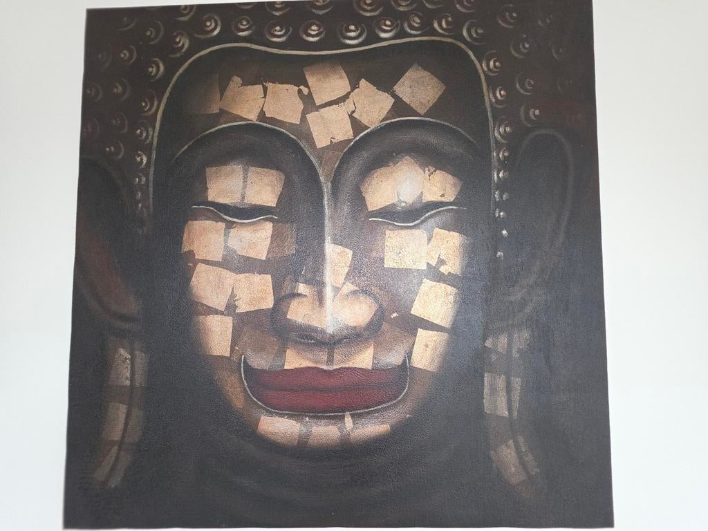 Prachtig canvas schilderij Boeddha 100 x 100 cm, Ophalen, Schilderij