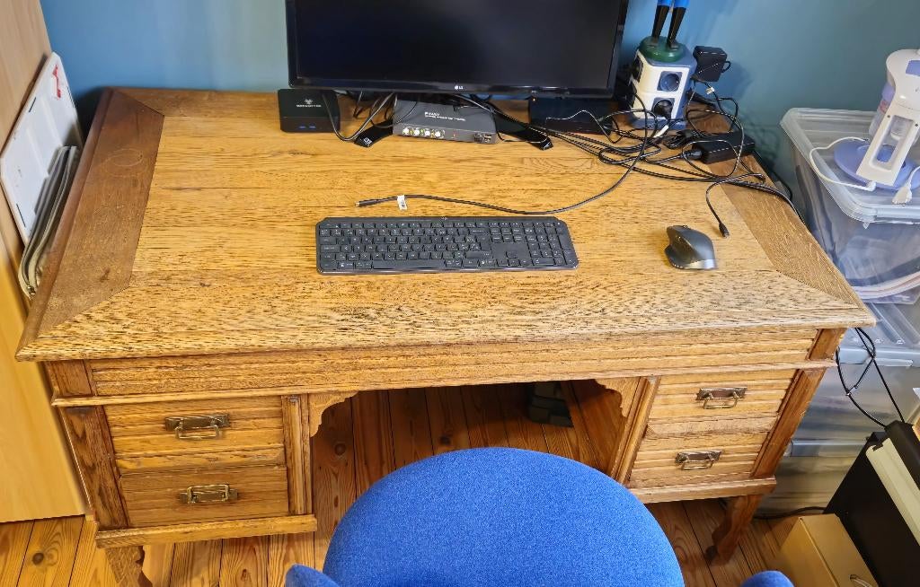 Bureau en chêne 4 tiroirs 130x75x76, Enlèvement, Utilisé