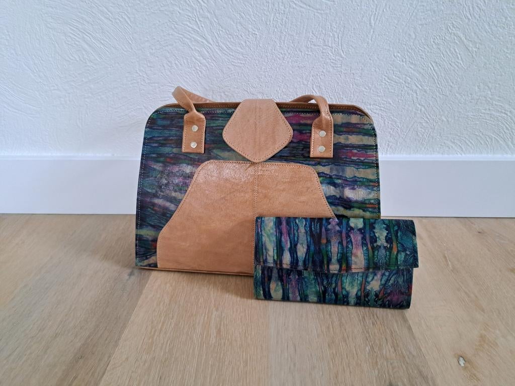 Lederen handtas + portefeuille, Enlèvement, Neuf, Autres couleurs, Sac à main