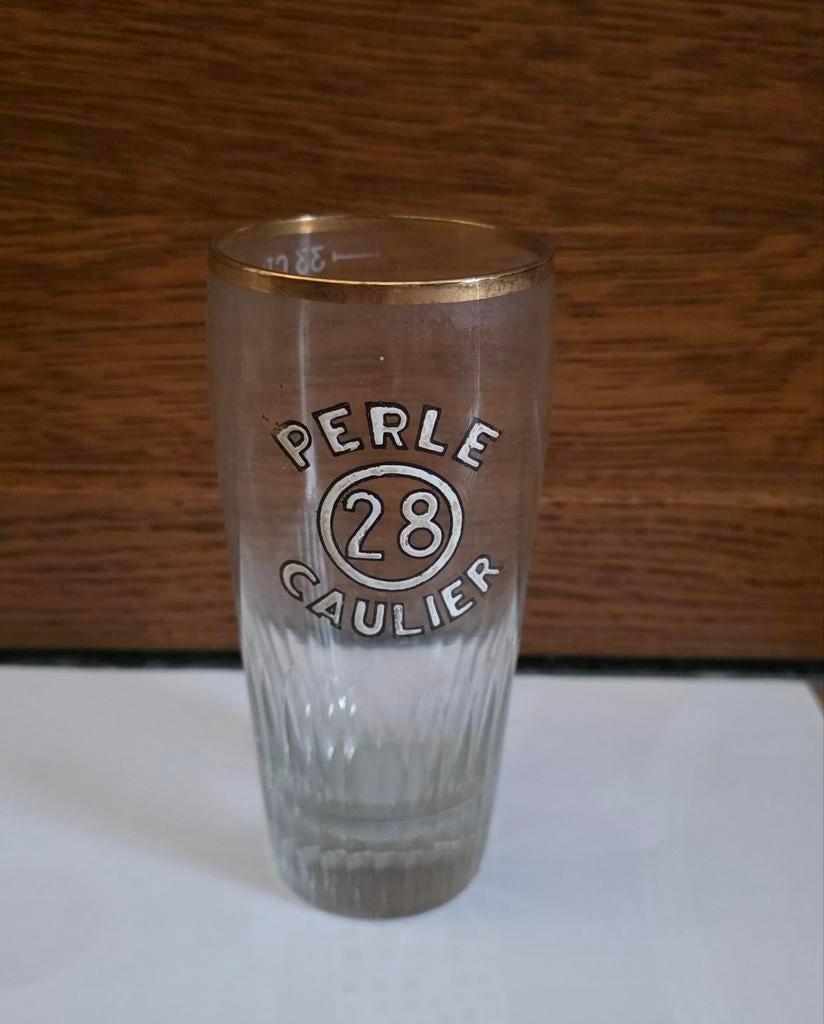 Perle Caulier 28 bierglas met emaille opdruk, Collections, Enlèvement, Verre à bière