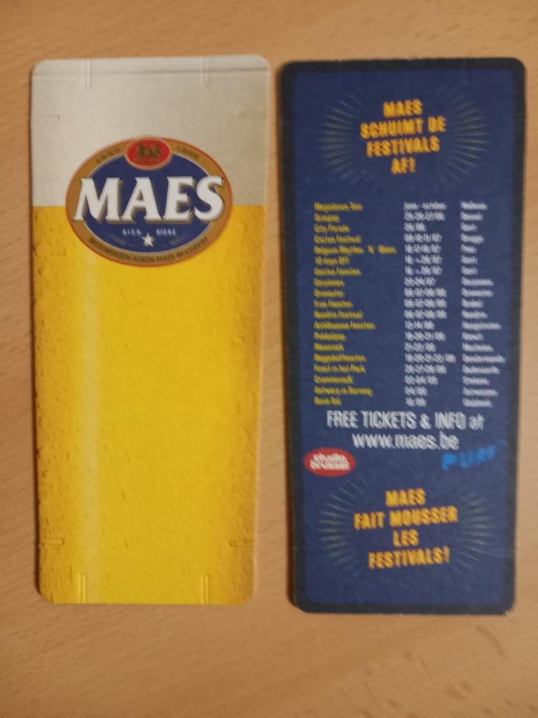 Sous-bock Maes,, Enlèvement ou Envoi, Comme neuf