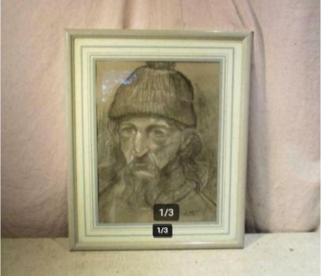 Beau Dessin 'Homme au Chapeau' - Odette Hellebuyck, Antiquités & Art, Enlèvement ou Envoi