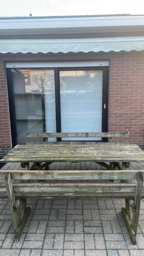 Picknicktafel gratis af te halen in Harelbeke, Jardin & Terrasse, Enlèvement, Utilisé, Rectangulaire, Bois