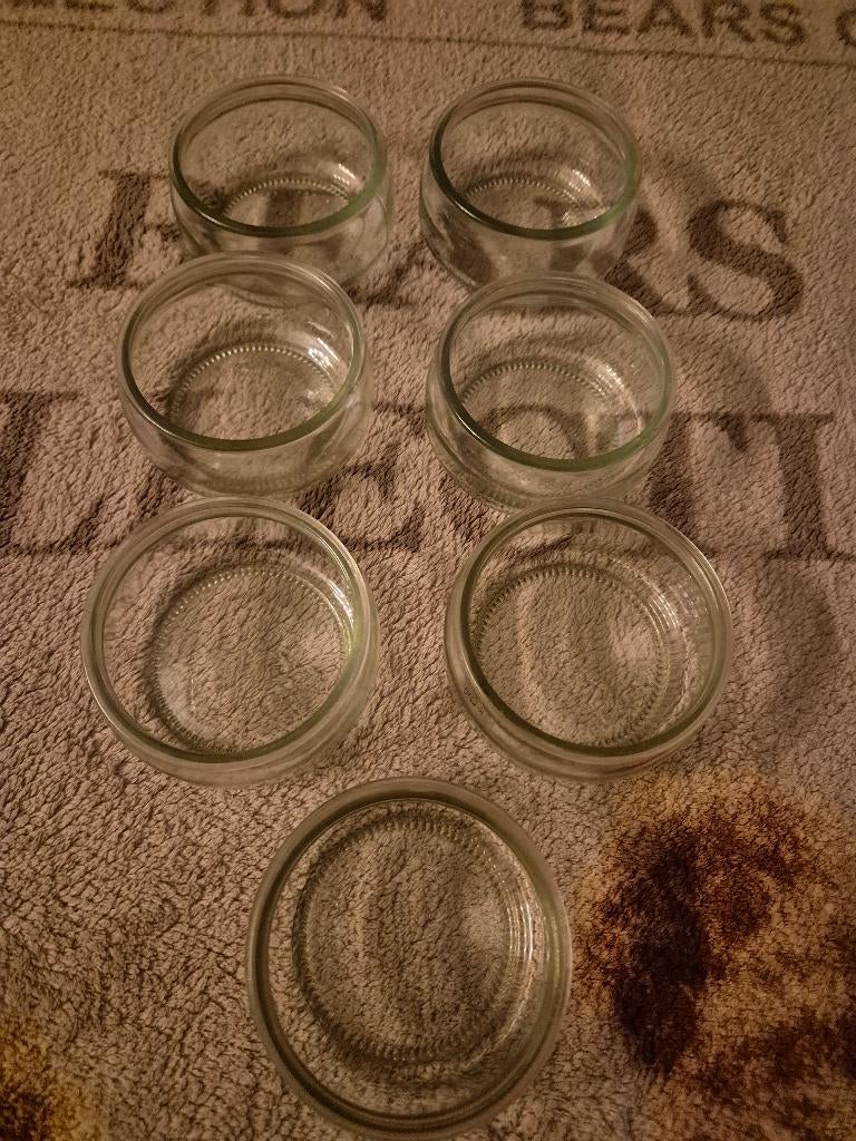 7 glazen potjes, Verzamelen, Ophalen, Zo goed als nieuw, Overige typen