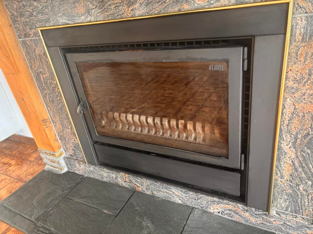 Inbouw hout kachel cassette Flam, Huis en Inrichting, Haarden, Ophalen, Gebruikt, Inbouwhaard, Houthaard