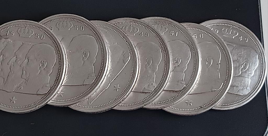 pièce argent 835/100.des Rois belge 1950.1951 faire un, Timbres & Monnaies, Enlèvement, Argent