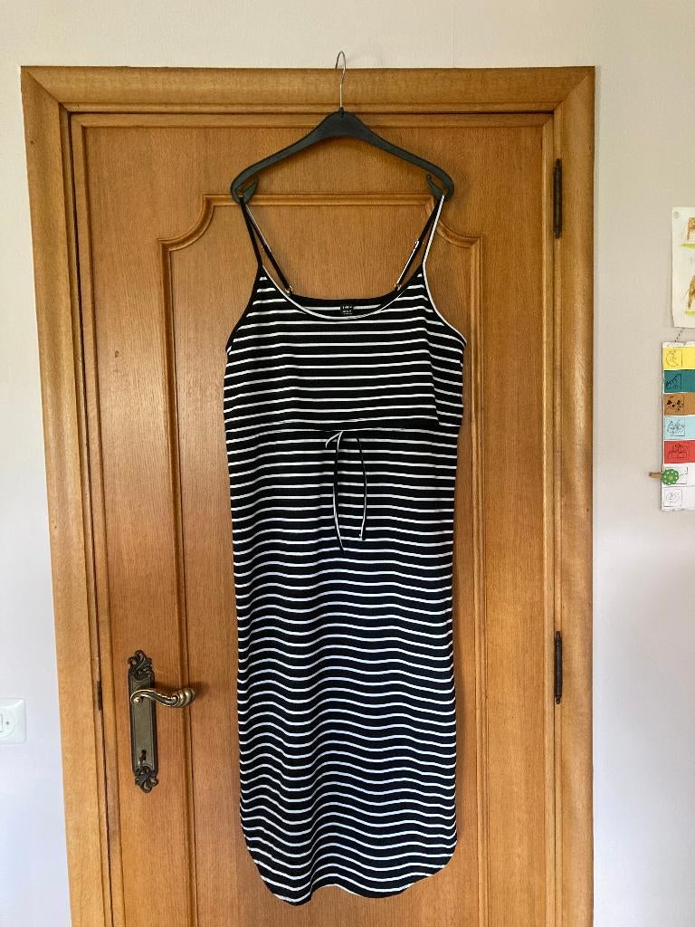 Zwart-wit lang zomerkleedje spaghettibandjes, Shein, Large, Zwart, Maat 42/44 (L), Ophalen of Verzenden, Zo goed als nieuw