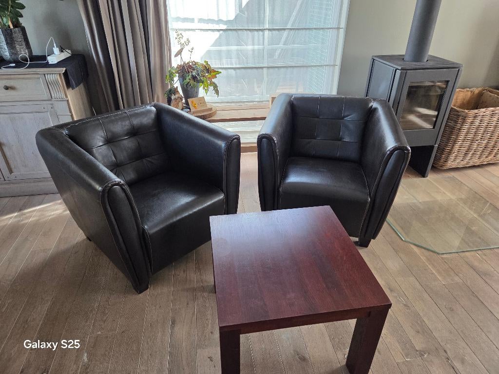 Lederen clubstoelen, Moins de 75 cm, Enlèvement, Utilisé, 50 à 75 cm