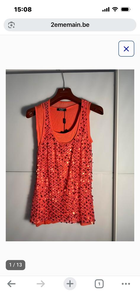 Top paillettes, Enlèvement ou Envoi, Taille 42/44 (L), Neuf, Rouge