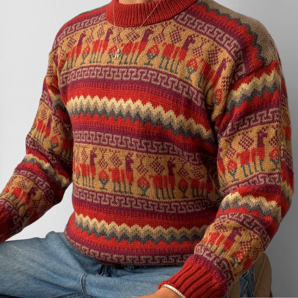 Alpaka Trui Rood Maat M Handgebreide A uit Peru (S;M;L), Verzenden, Nieuw, Rood, ANDERE