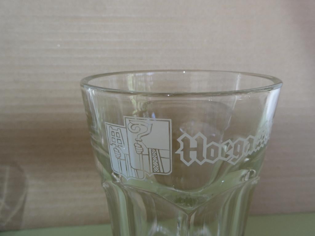 Vier witte Hoegaarden bierglazen, Verzamelen, Ophalen of Verzenden, Nieuw, Bierglas