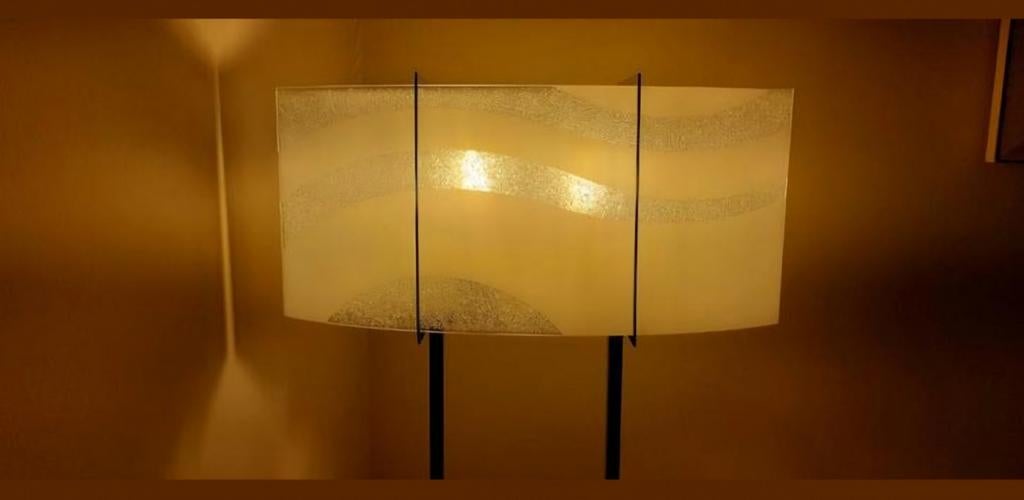 Staande lamp met twee gezandstraalde glazen, Huis en Inrichting, Ophalen