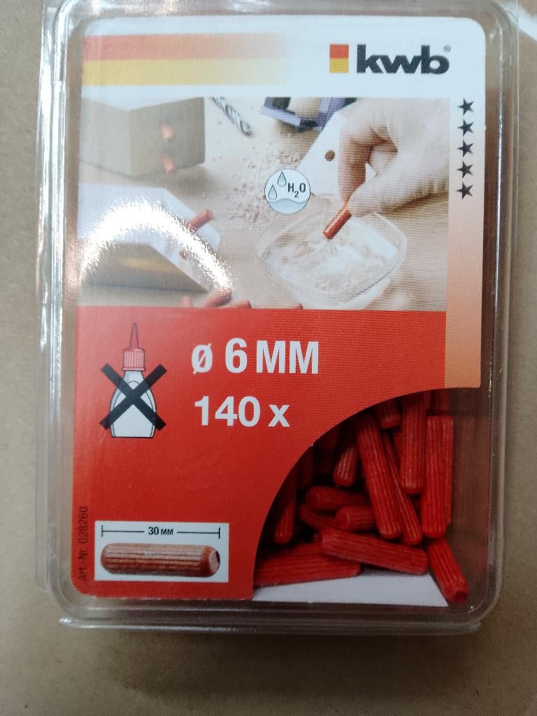 Lot voorgelijmde Houtdeuvels (Ø 6 x 30 mm) 15 doosjes, Doe-het-zelf en Bouw, Ophalen of Verzenden, Nieuw