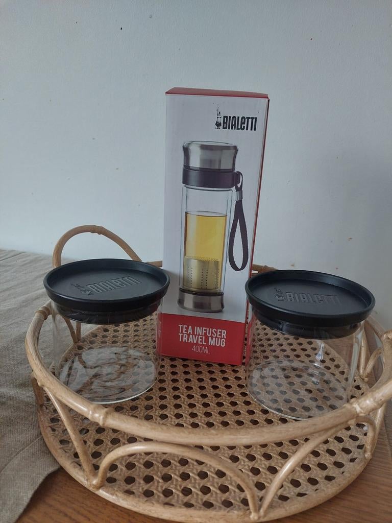BIALETTI set Tea Infuser + 2 glazen potjes!!, Huis en Inrichting, Ophalen of Verzenden
