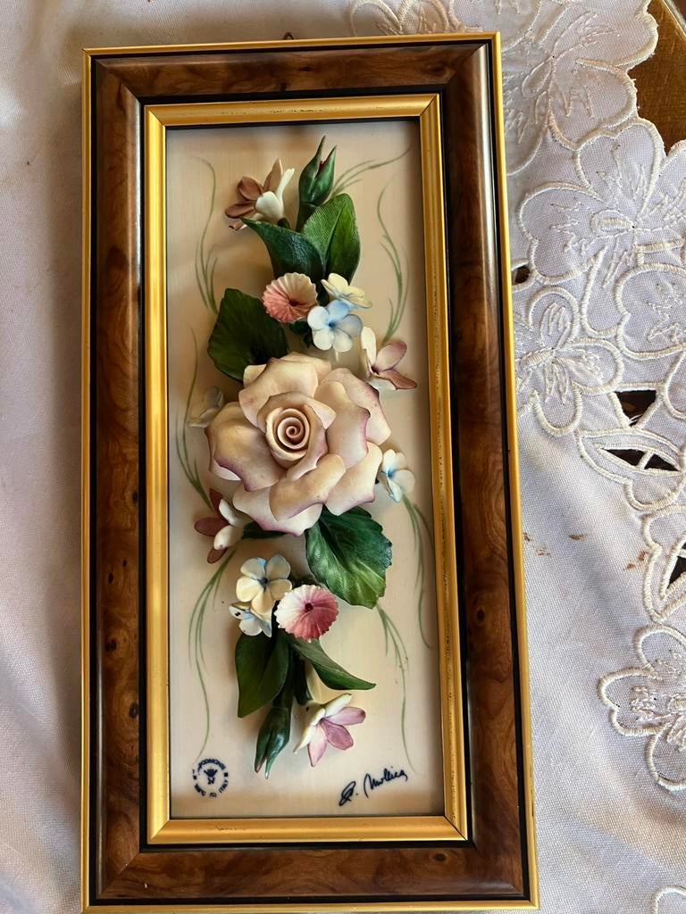 Capodimonte 3D schilderij porselein bloemen, Antiek en Kunst, Ophalen