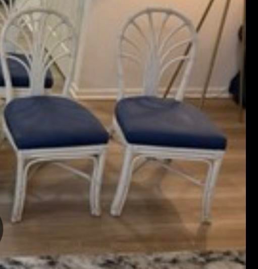 Prachtige vintage bamboe rotan stoelen gestoffeerde zitting, Huis en Inrichting, Stoelen, Ophalen, Zo goed als nieuw