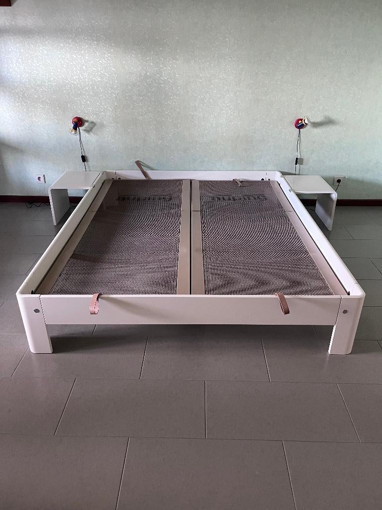 Dubbel bed van het merk Auping, Ophalen, Wit, Tweepersoons, 200 cm