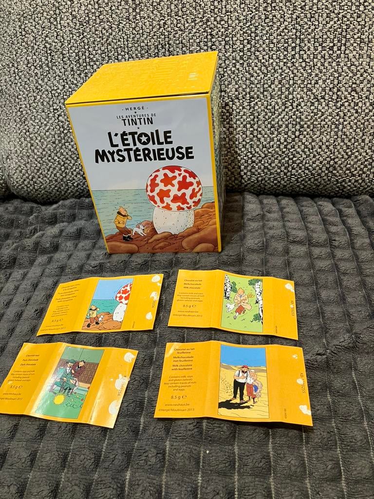 Boîte métal chocolat Tintin Neuhaus + 4 paquets de Hergé, Enlèvement ou Envoi, Tintin, Comme neuf