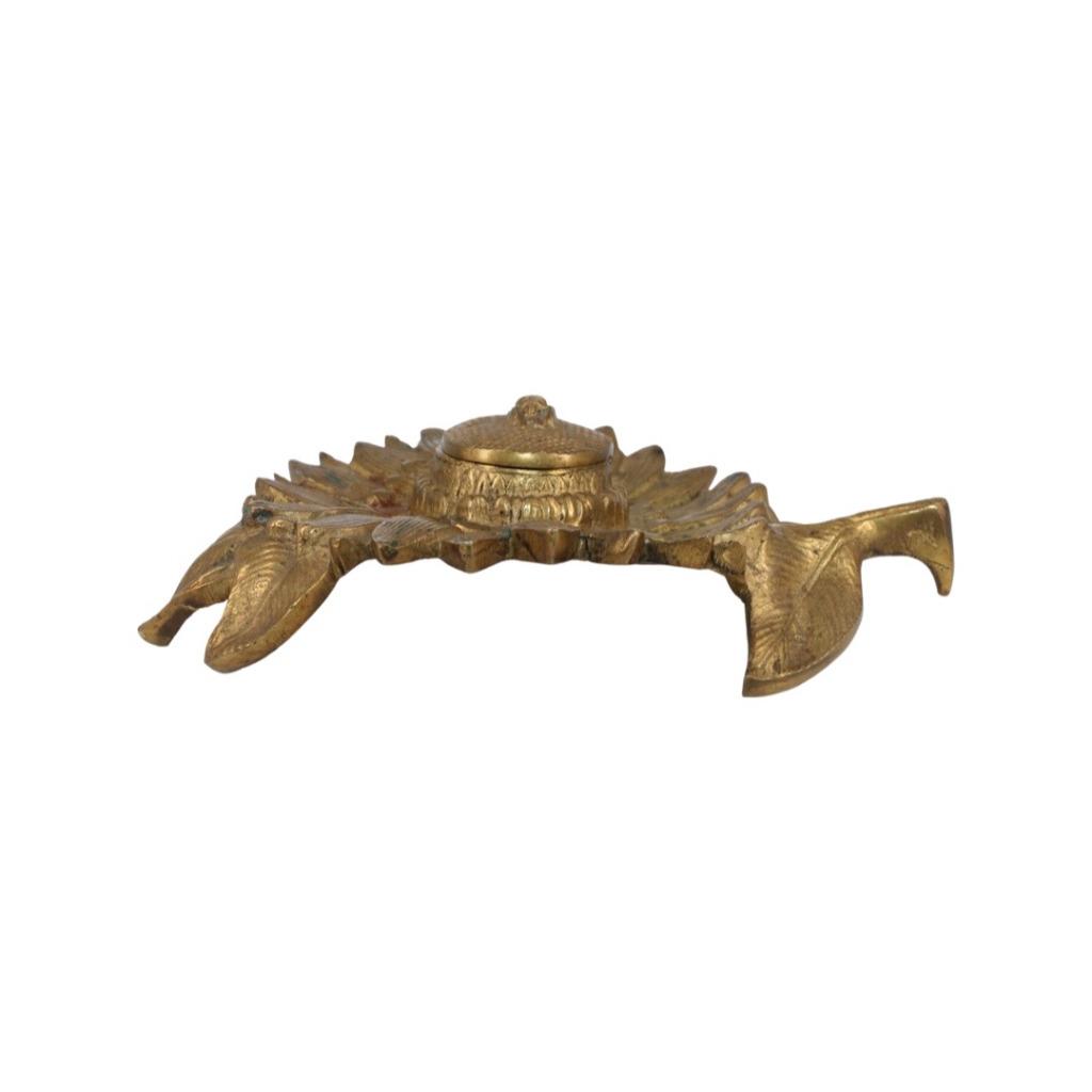 Encrier ancien surmonté d’une coccinelle – vers 1900, Antiquités & Art, Enlèvement ou Envoi, Cuivre