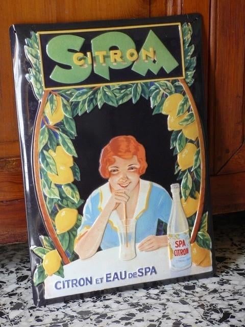 Panneau d'affichage en métal Spa Citron / Spa Monopole, Collections, Enlèvement ou Envoi, Panneau publicitaire