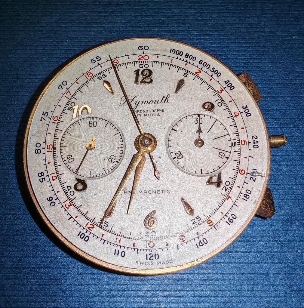 cadran de montre chronographe Plymouth vintage, Enlèvement ou Envoi