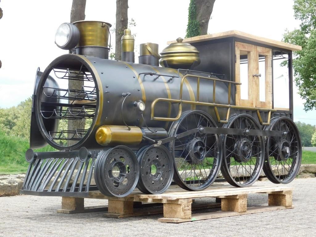 Exclusieve Retro Trein Bar | Metaal | Wijnbar - Cocktailbar, Ophalen of Verzenden