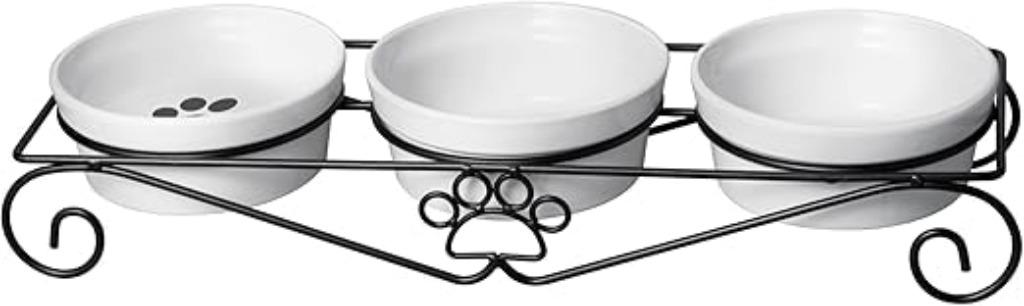 Drievoudige kom voor katten en honden | keramische kom, -, Verzenden, -, Nieuw