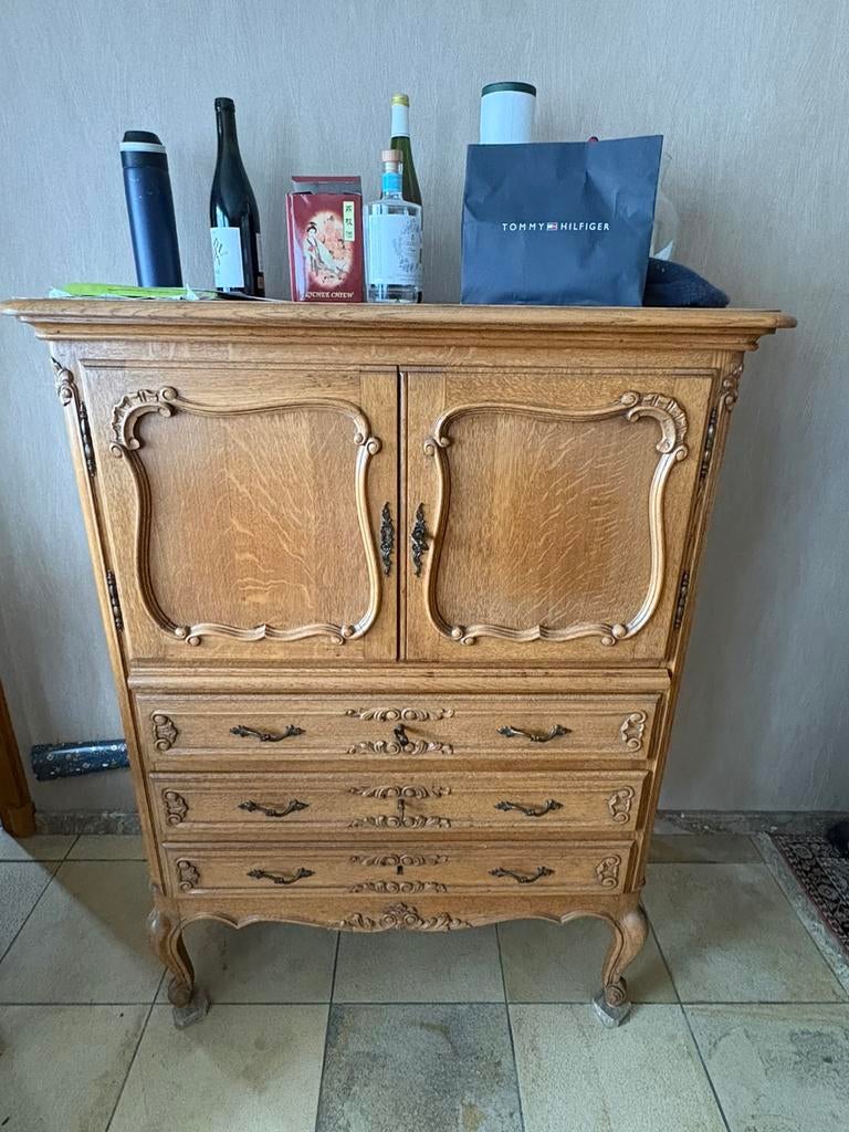 Eiken barkast met vitrine kast, Maison & Meubles, Enlèvement, Comme neuf