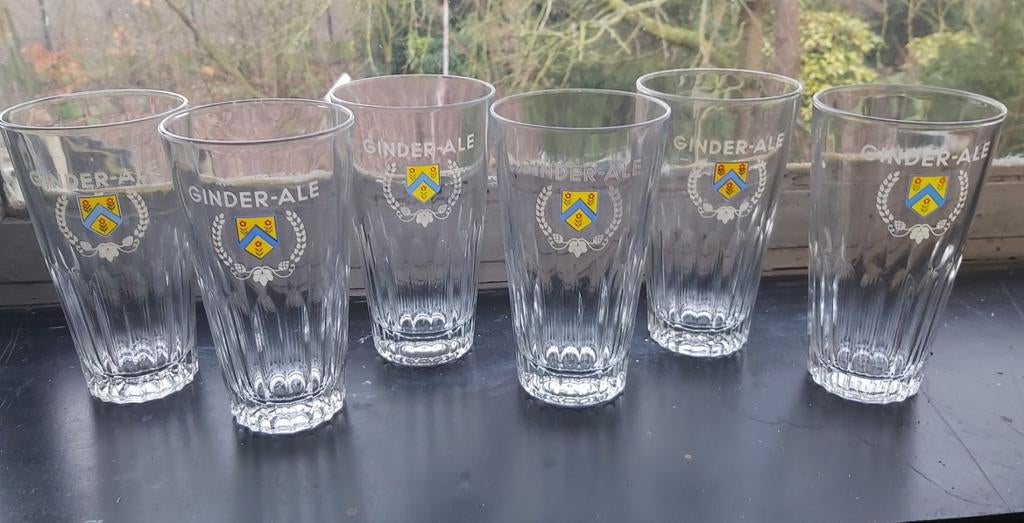Ginder ale glazen 6 stuks, Verzamelen, Biermerken, Ophalen of Verzenden