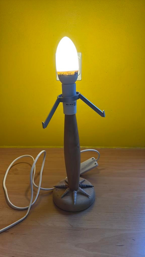 lampe de table pied bois avec coquillage, Enlèvement ou Envoi, Utilisé, Bois