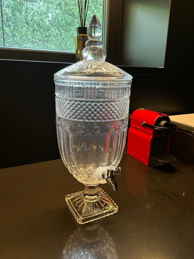 Glazen drankdispenser met kraantje, Ophalen, Zo goed als nieuw