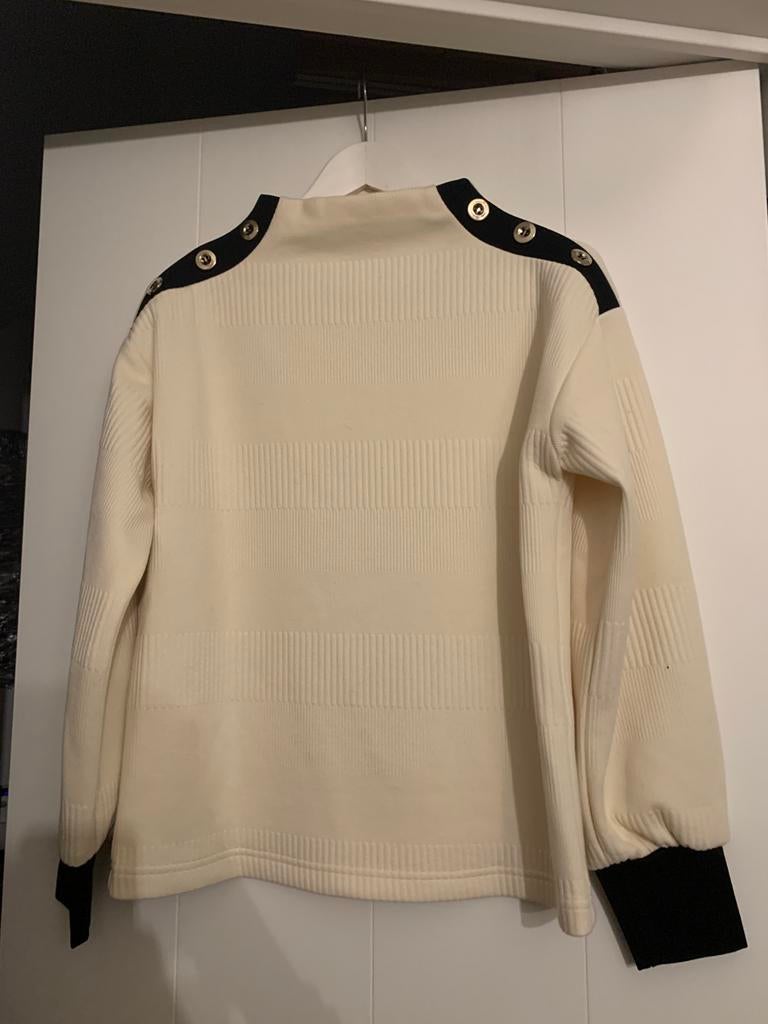Ecru pull Green Ice met zwarte accenten small, Kleding | Dames, Truien en Vesten, Ophalen of Verzenden, Zo goed als nieuw
