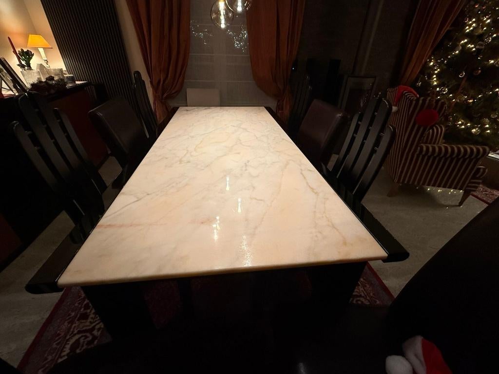 Table en marbre + chaises, Maison & Meubles, Cinq personnes ou plus, Comme neuf, Enlèvement, 50 à 100 cm