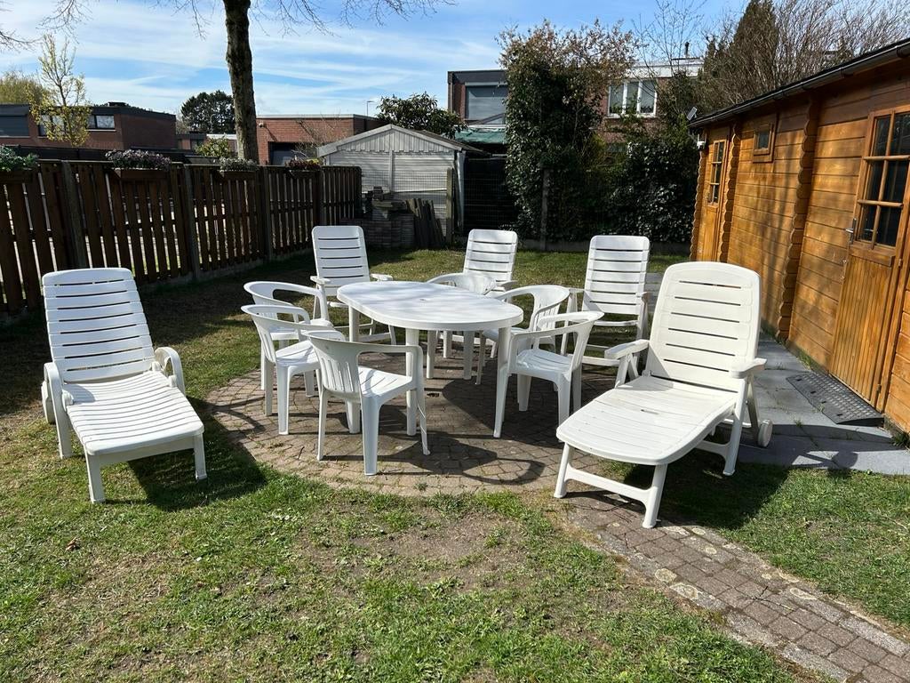 Tuinset te koop, Ophalen, Gebruikt, Kunststof, Stapelbaar
