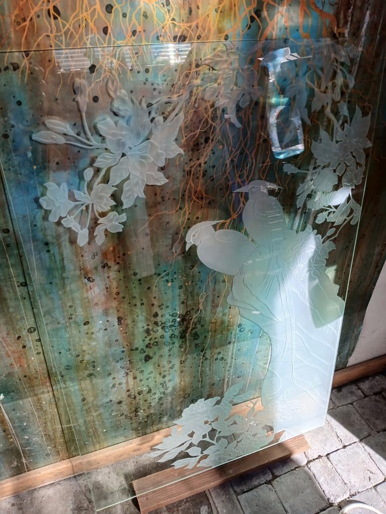 Gegraveerd glasraam 60 x 90 dikte 5 mm, Ophalen