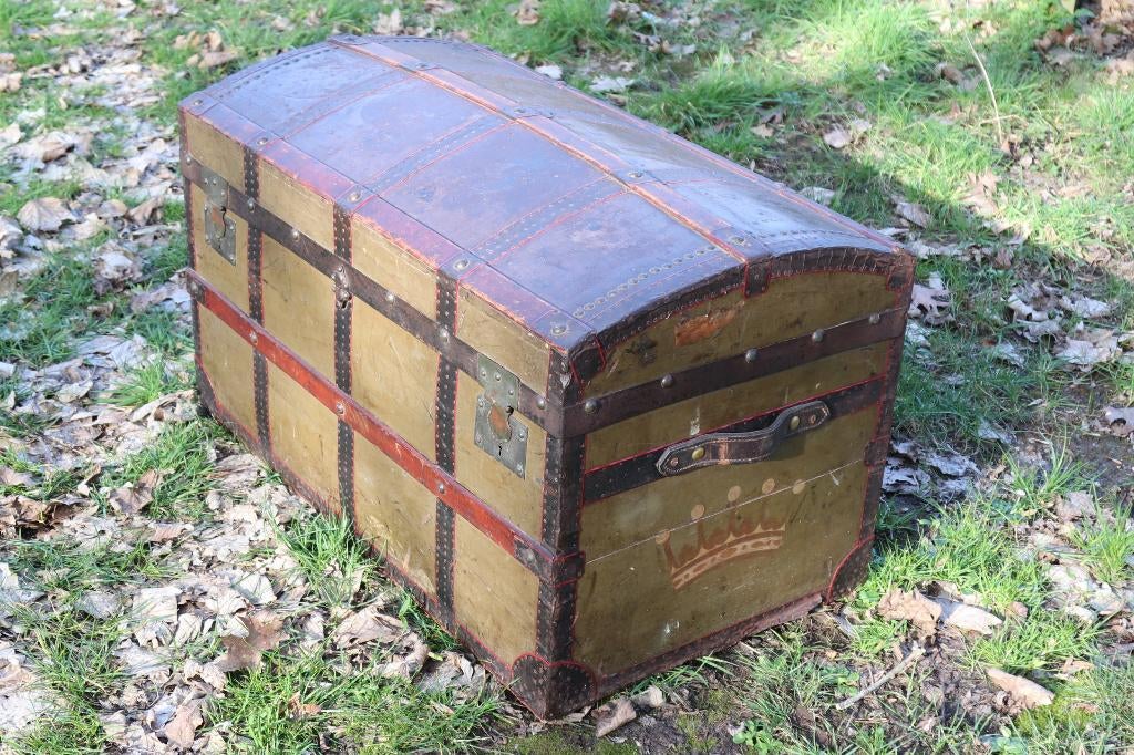 Malle Delvaux avec couronne et certificat de 1882, 70 cm ou plus, Comme neuf, Enlèvement, Cuir