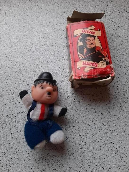 Vintage Oliver Hardy poppetje met doosje – Laurel & Hardy, Ophalen of Verzenden