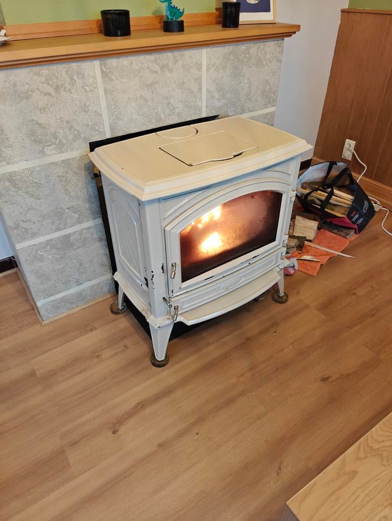 Hout/kolen kachel dovre740 wit, Huis en Inrichting, Kachels, Gebruikt, Houtkachel, Ophalen of Verzenden, Vrijstaand