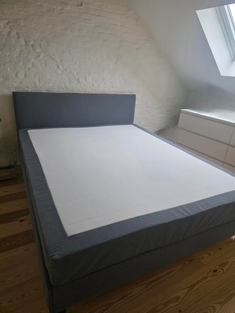 2 persoonsbed Ikea SÄBÖVIK boxspring, Ophalen, Grijs, Tweepersoons, Zo goed als nieuw