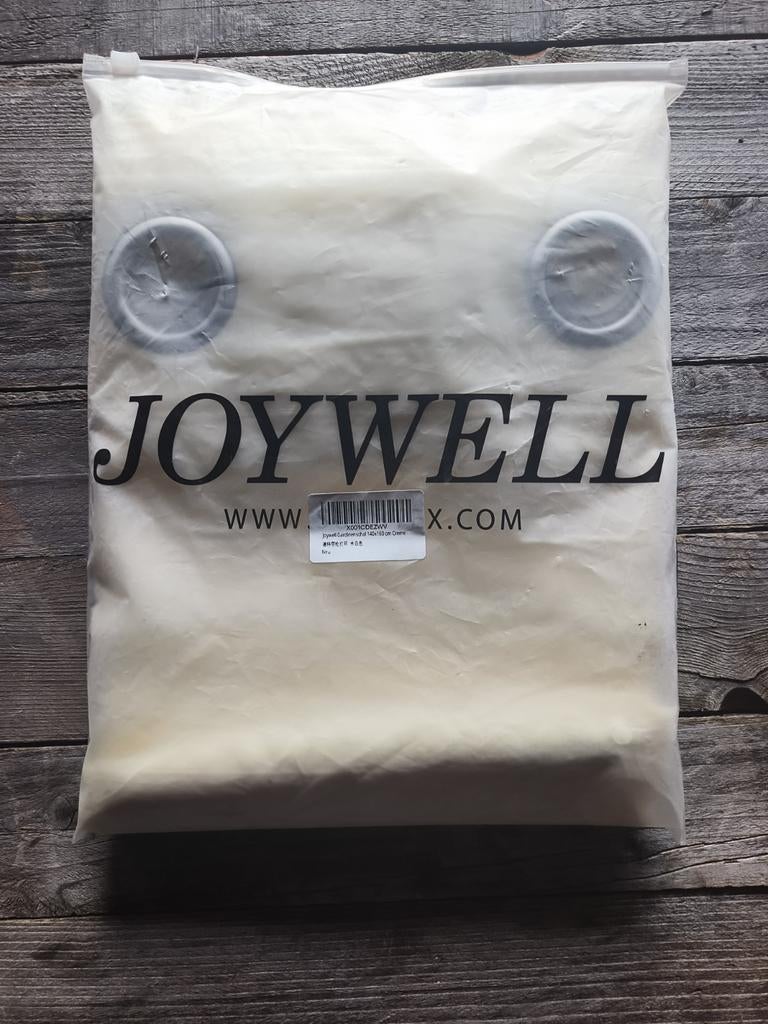 Nieuw gordijn 140x160 cm crème – met ringen (Joywell), Huis en Inrichting, Ophalen, Crème, 100 tot 150 cm, Nieuw