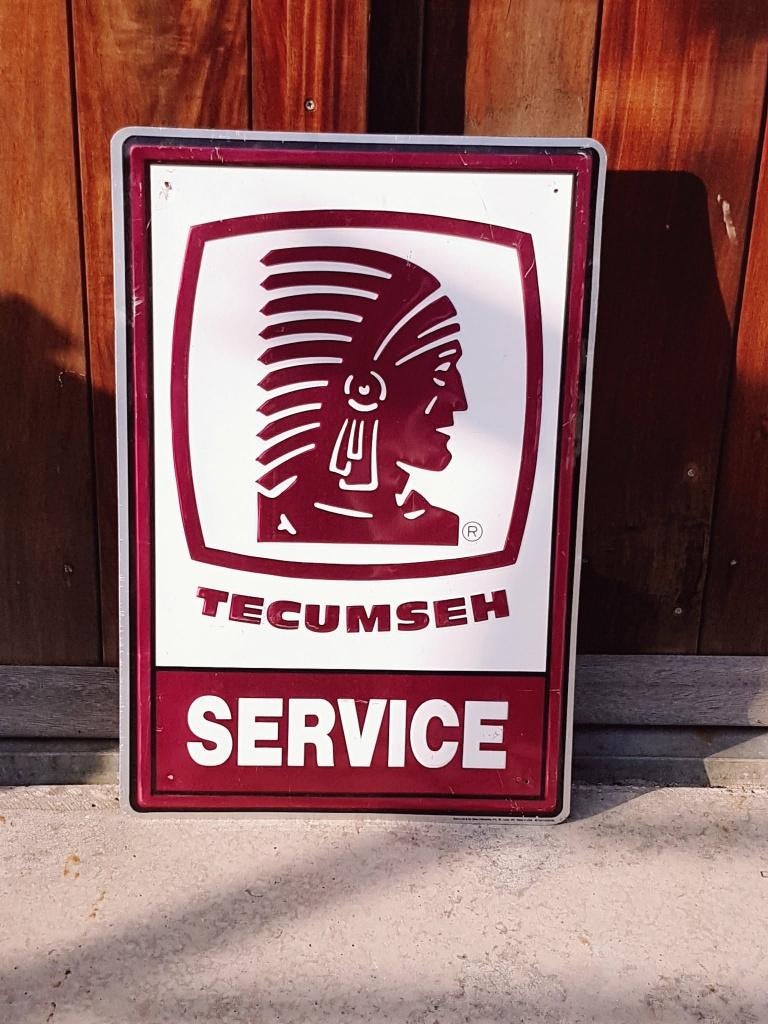 Vintage Tecumseh Service Reclamebord, USA tinplate, tinsign., Verzamelen, Merken en Reclamevoorwerpen, Gebruikt, Reclamebord, Ophalen of Verzenden