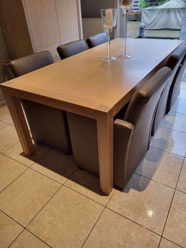 Houten eettafel met 6 zetels, Cinq personnes ou plus, Enlèvement, Utilisé, Chêne