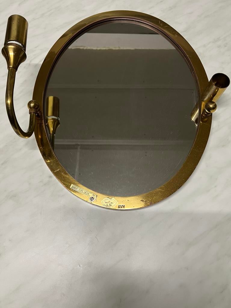 Met goud belegd cristallen spiegel + accesoires en deurhamer, Antiek en Kunst, Antiek | Spiegels, Ophalen