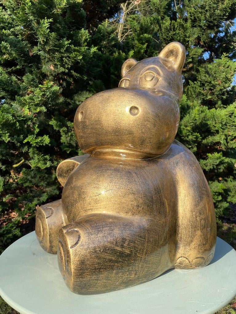 Beeld nijlpaard, hippo, moomin, tuin, zwembad, vijver 55cm, Ophalen, Nieuw, Kunststof, Dierenbeeld