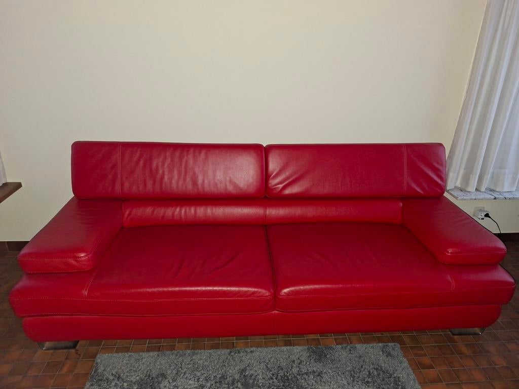Rood lederen 2 zit Natuzzi, Maison & Meubles, Canapés | Salons, Enlèvement