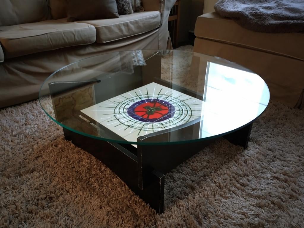 Retro salontafel uit de jaren '60/'70, Huis en Inrichting, Tafels | Salontafels, Ophalen, Glas