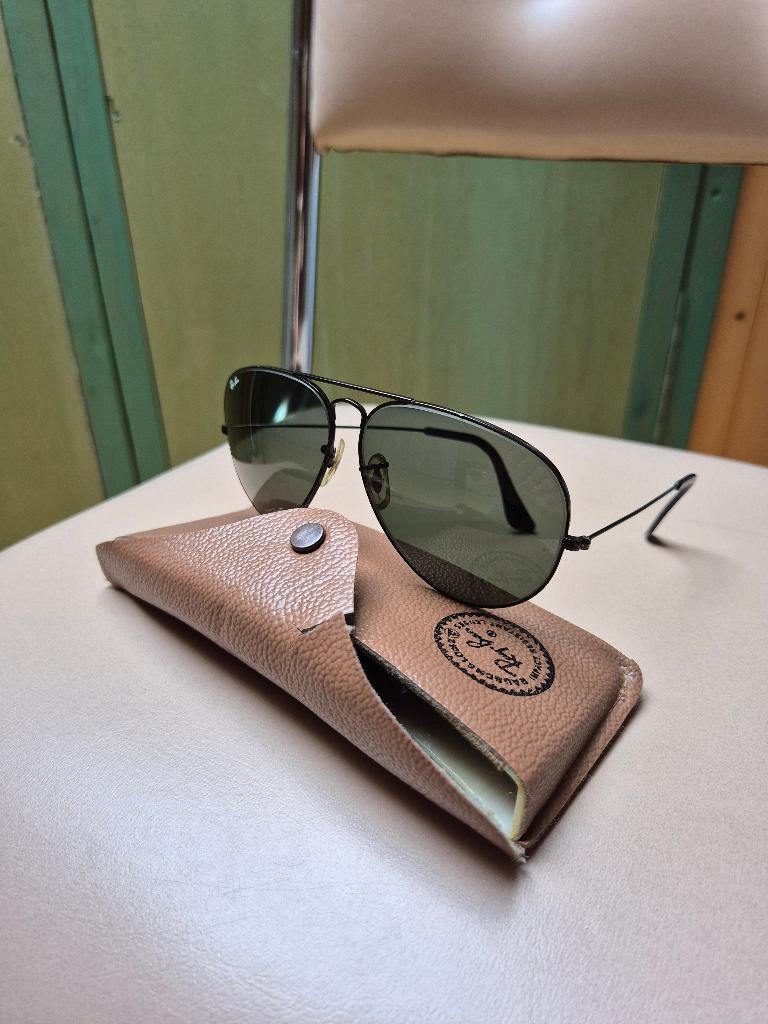Ray-Ban RB3025 Aviator classic - vintage (cadre noir/gris), Enlèvement ou Envoi, Utilisé, Ray-Ban, Lunettes de soleil