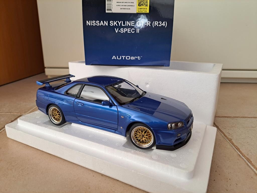 1/18 Nissan Skyline R34 BBS Bayside Blue Edition AUTOART, Hobby en Vrije tijd, Modelauto's | 1:18, Ophalen of Verzenden, Nieuw