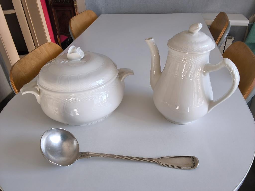 Oude keramische terrine en theepot van Bosch-la Louvière, Ophalen of Verzenden